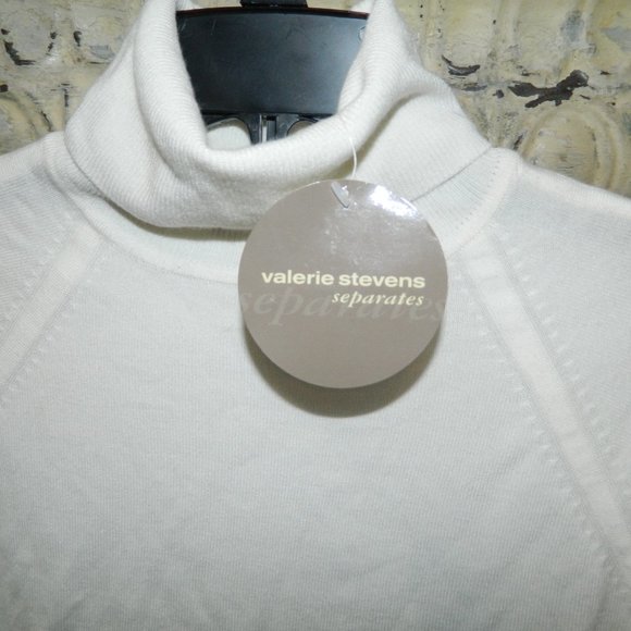 Valerie Stevens Cream Turtle Mock Neck Top L (FF-33) - Picture 2 of 4